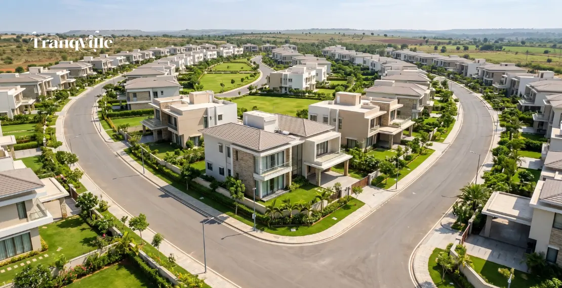 Low density villas in Hyderabad with spacious layout and open surroundings